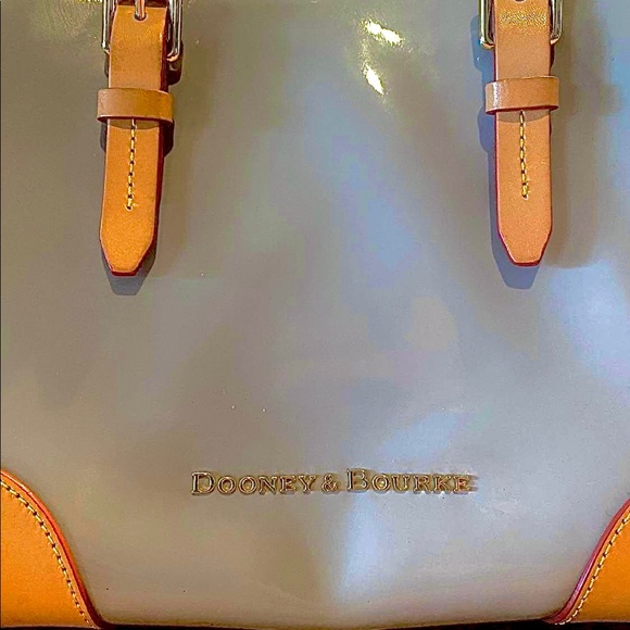 Dooney & Bourke Patent Leather Shoulder Satchel & Crossbody Blue Gray Janine - Picture 2 of 6